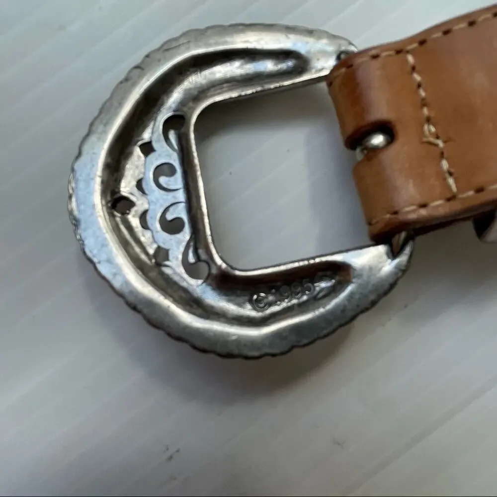 Brighton multicolored leather belt silver colored buckle and hardware